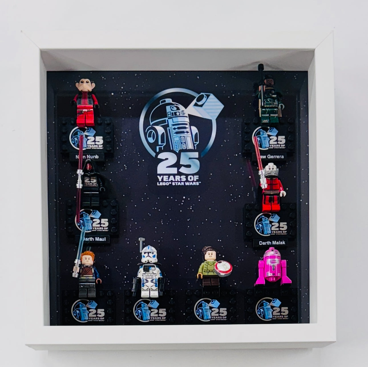 Display case Frame For Lego 25th Anniversary Star Wars Minifigures 27CM 8 fig