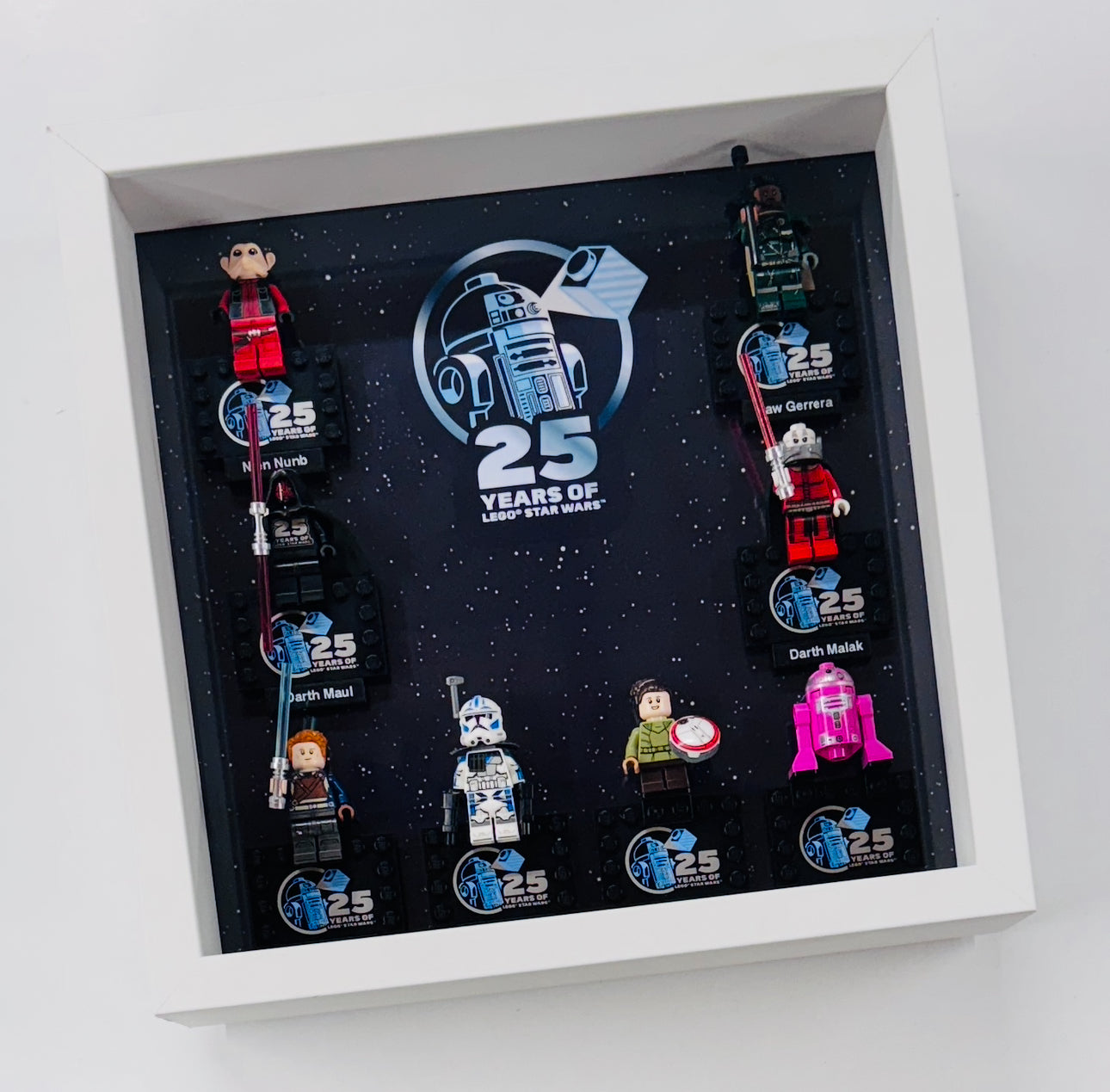 Display case Frame For Lego 25th Anniversary Star Wars Minifigures 27CM 8 fig