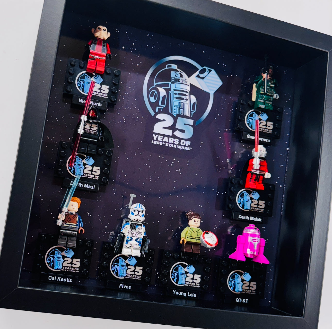 Display case Frame For Lego 25th Anniversary Star Wars Minifigures 27CM 8 fig