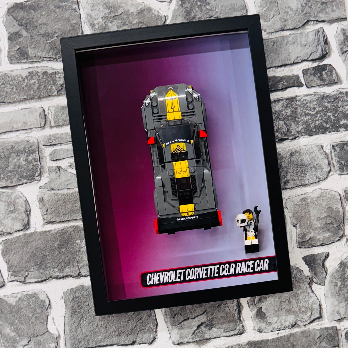 Display Wall Mount Frame for Lego ® Speed Champions Chevrolet Corvette C8.R Race Car
