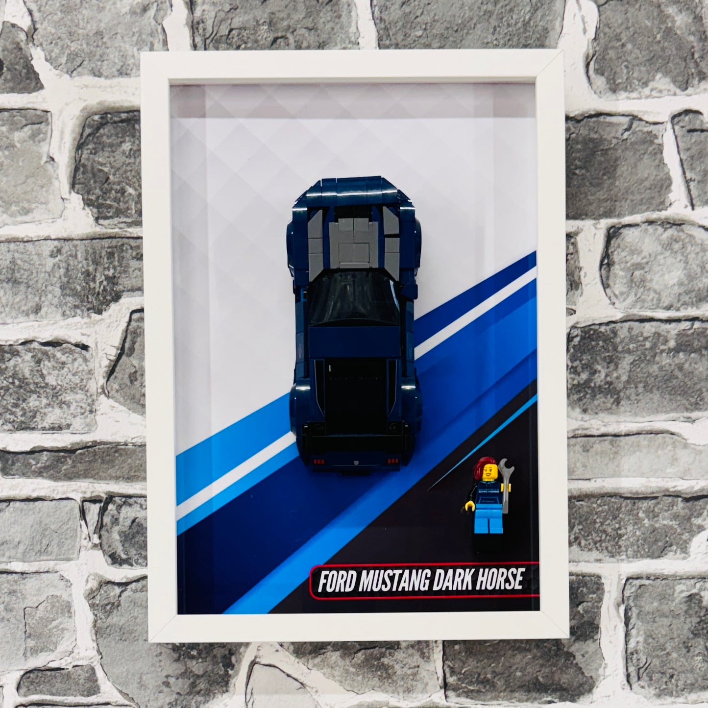 Display Wall Mount Frame for Lego ® Speed Champions Ford Mustang Dark House