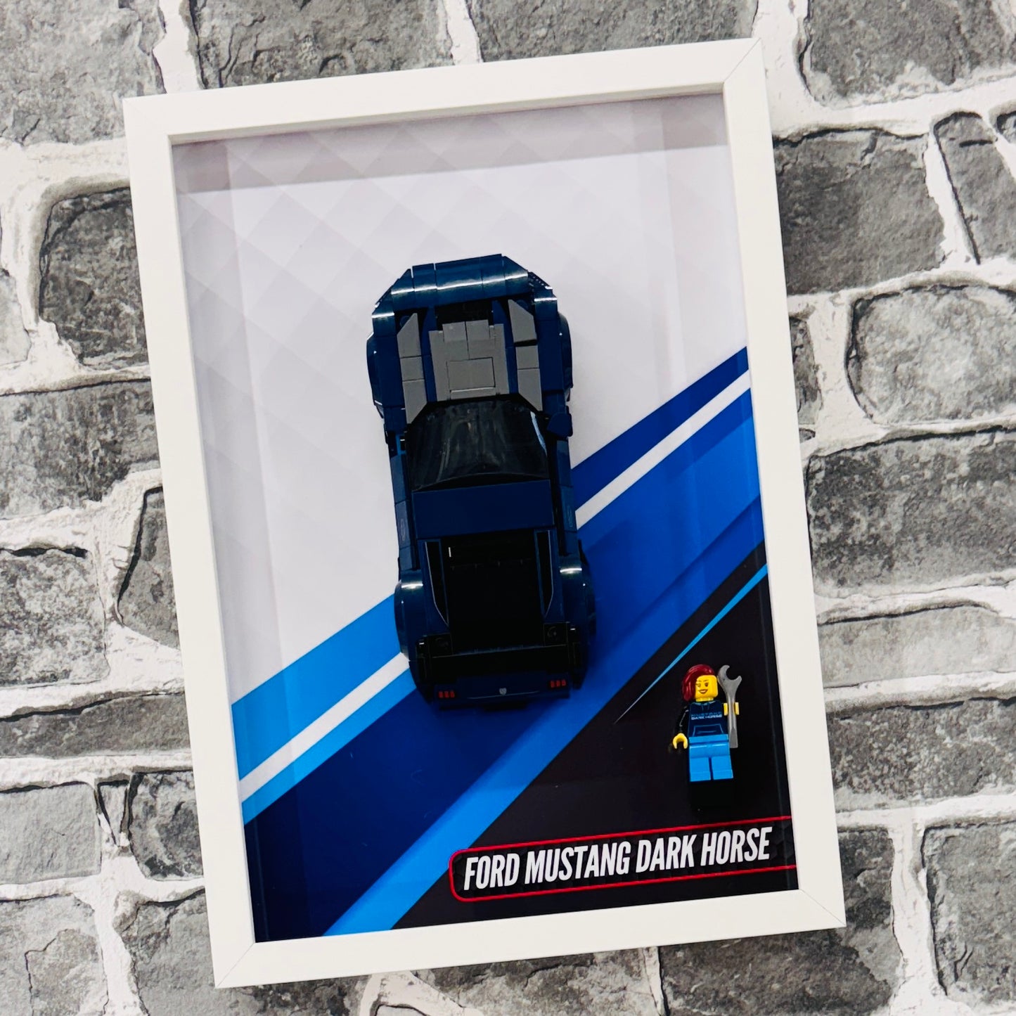 Display Wall Mount Frame for Lego ® Speed Champions Ford Mustang Dark House