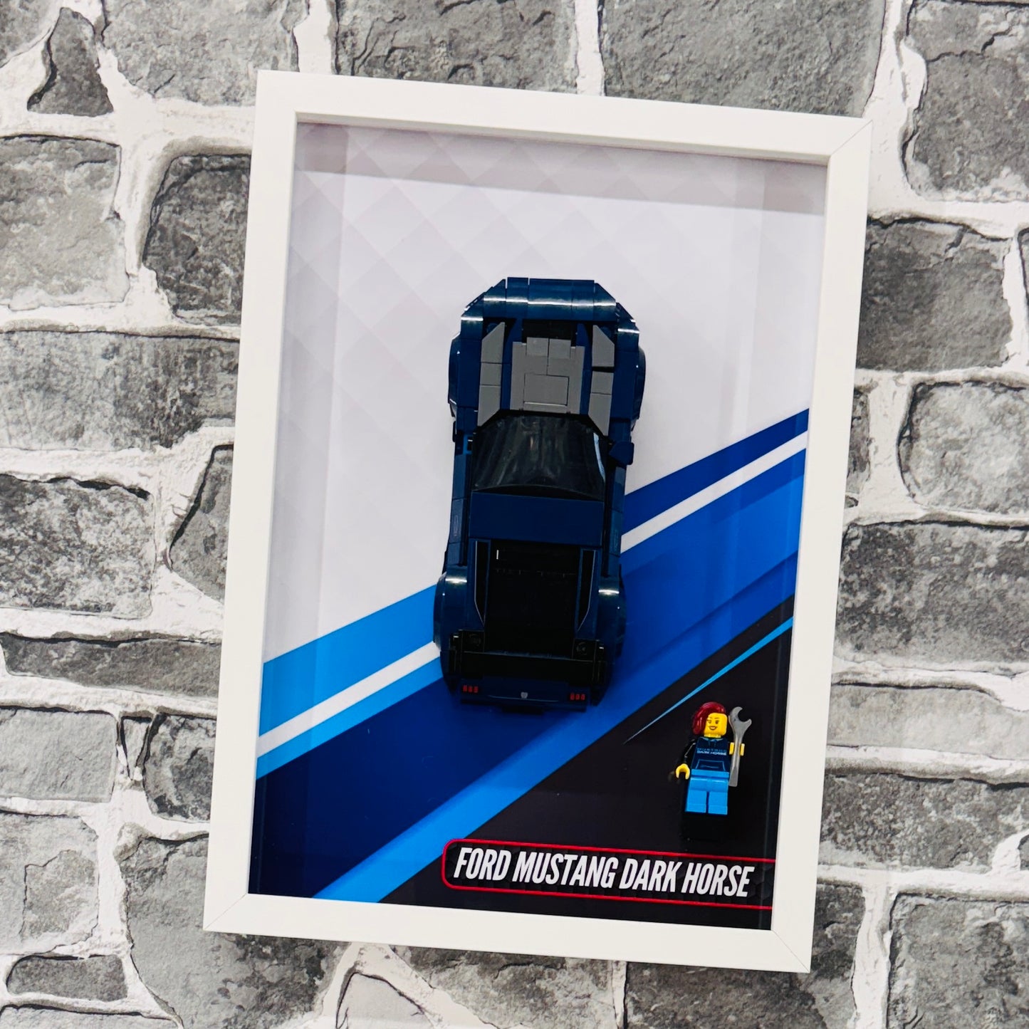 Display Wall Mount Frame for Lego ® Speed Champions Ford Mustang Dark House