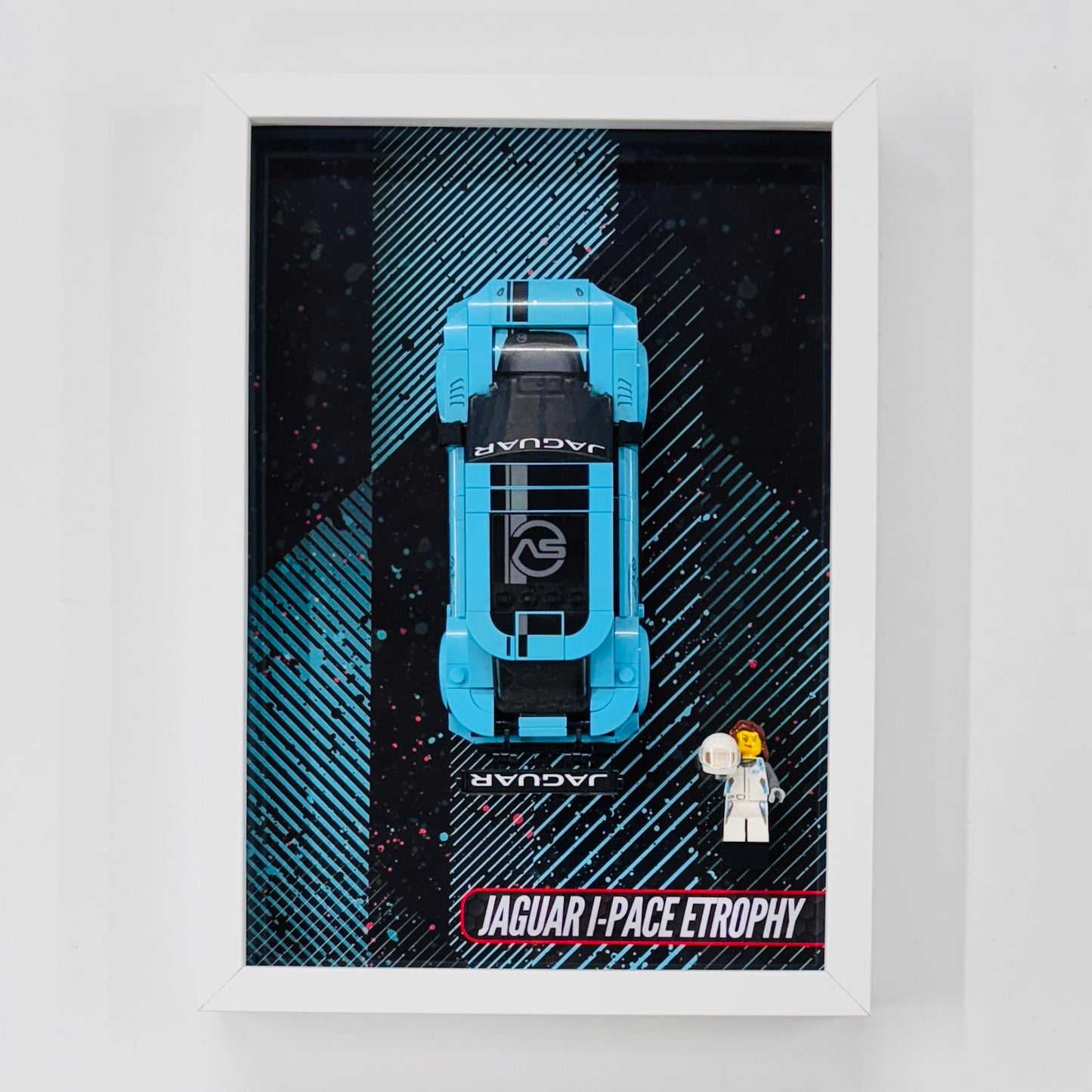 Display Wall Mount Frame for Lego ® Speed Champions Jaguar I-Pace Etrophy