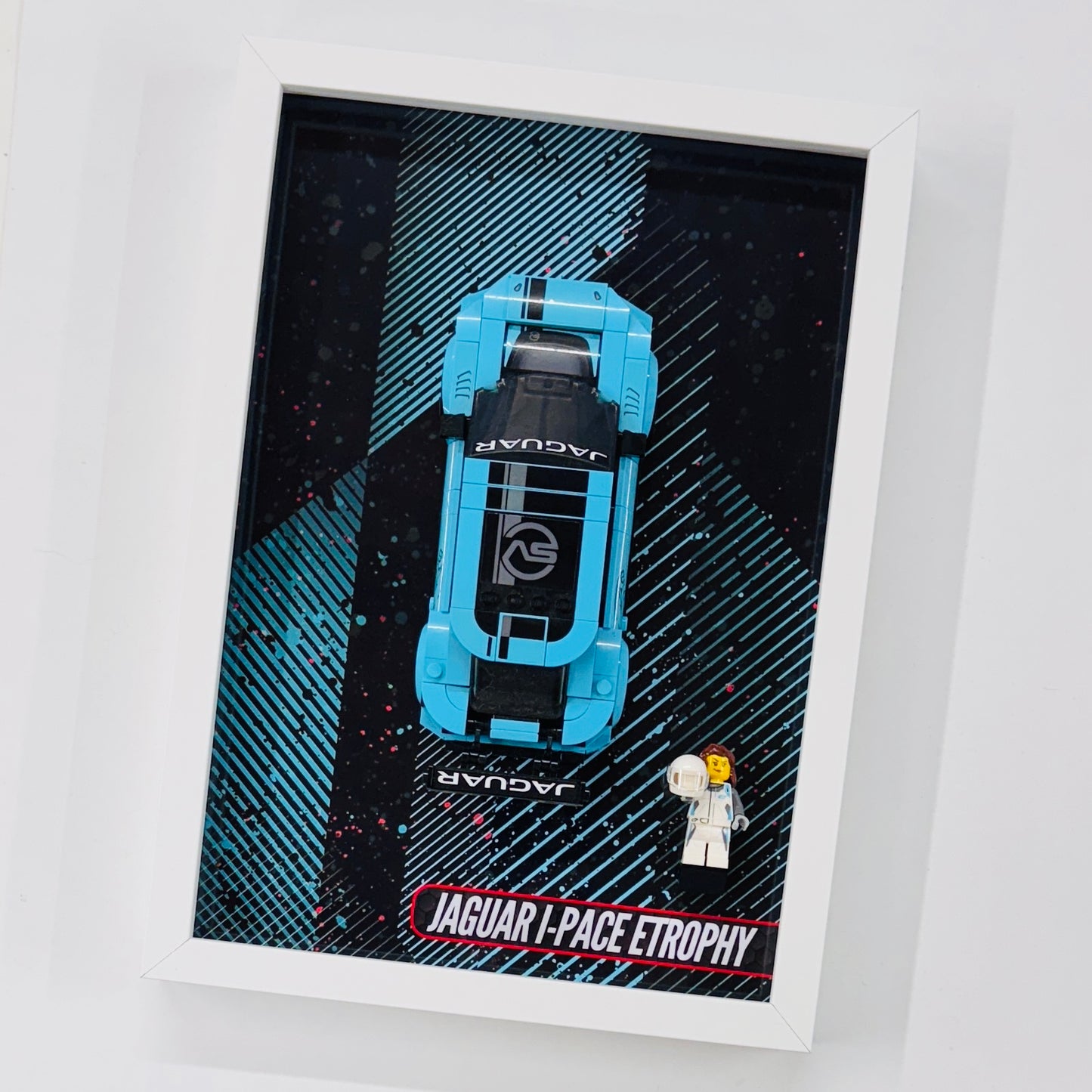 Display Wall Mount Frame for Lego ® Speed Champions Jaguar I-Pace Etrophy