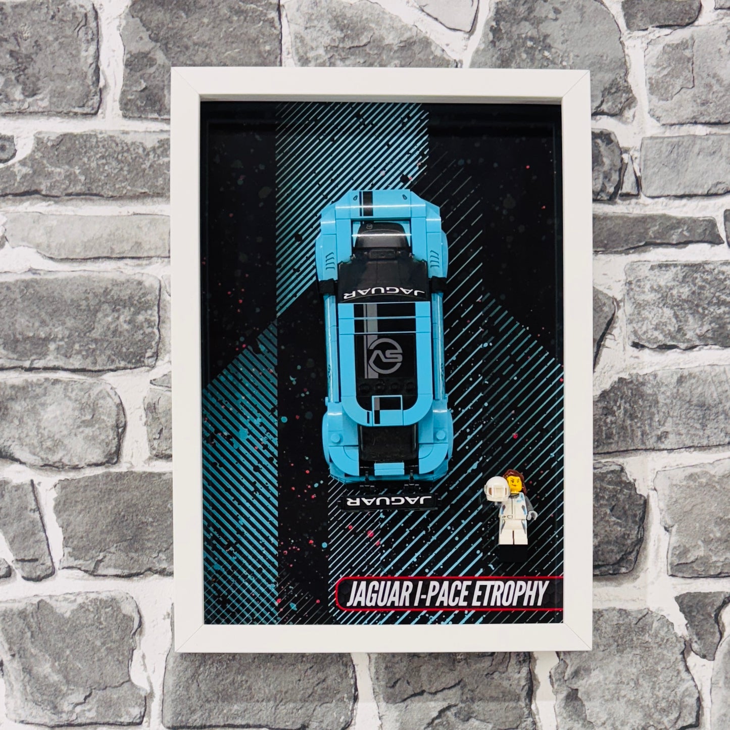 Display Wall Mount Frame for Lego ® Speed Champions Jaguar I-Pace Etrophy