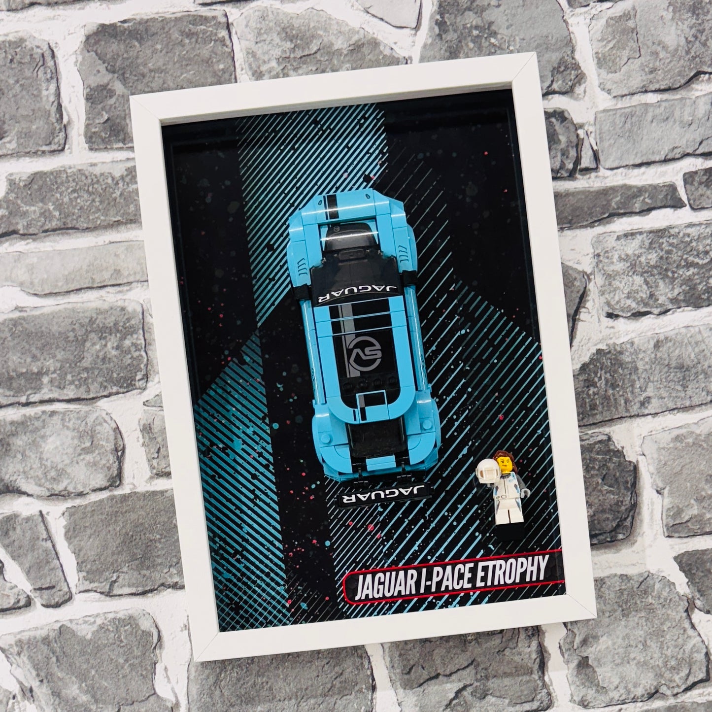 Display Wall Mount Frame for Lego ® Speed Champions Jaguar I-Pace Etrophy