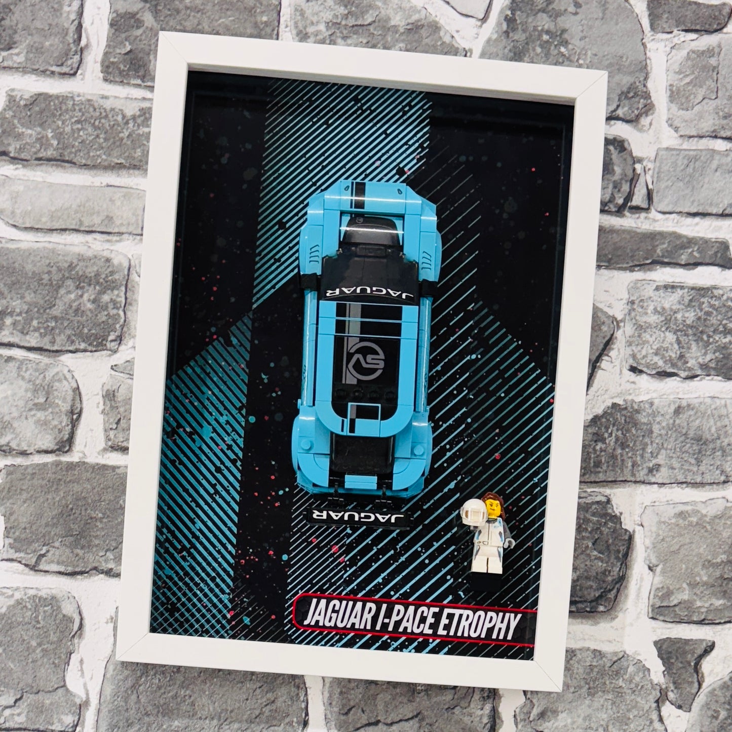 Display Wall Mount Frame for Lego ® Speed Champions Jaguar I-Pace Etrophy