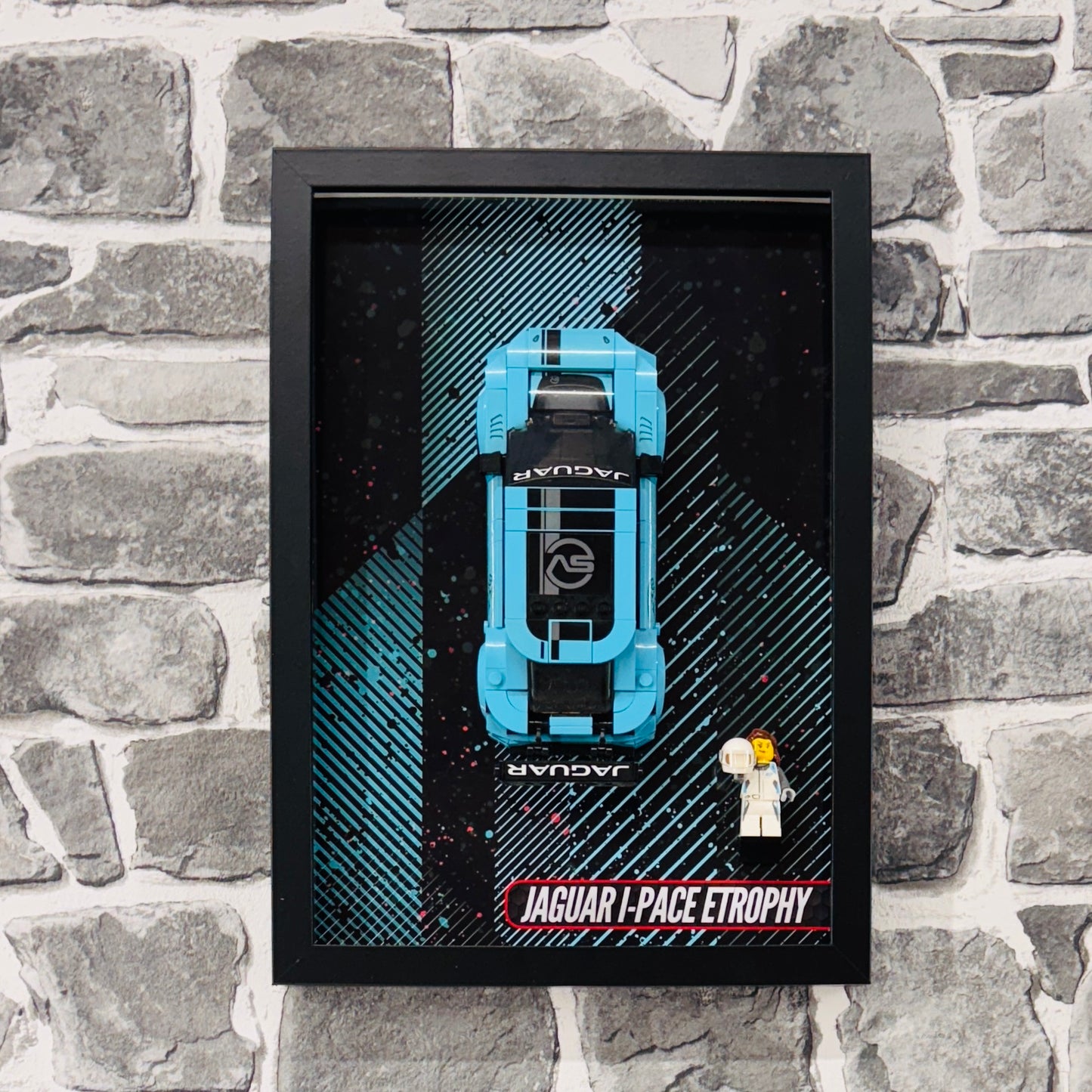 Display Wall Mount Frame for Lego ® Speed Champions Jaguar I-Pace Etrophy