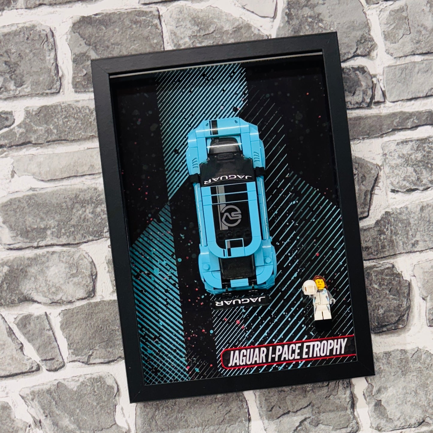 Display Wall Mount Frame for Lego ® Speed Champions Jaguar I-Pace Etrophy