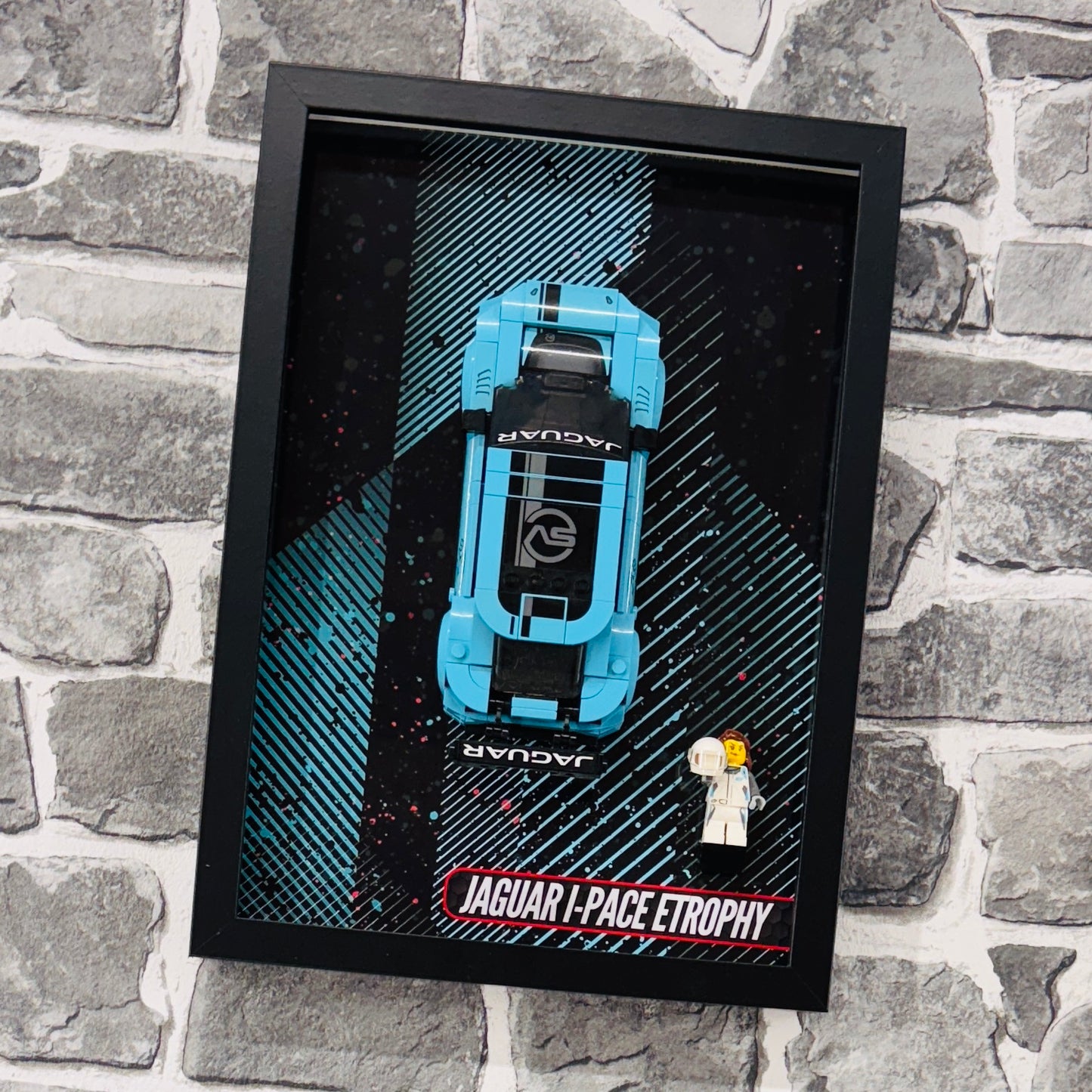 Display Wall Mount Frame for Lego ® Speed Champions Jaguar I-Pace Etrophy