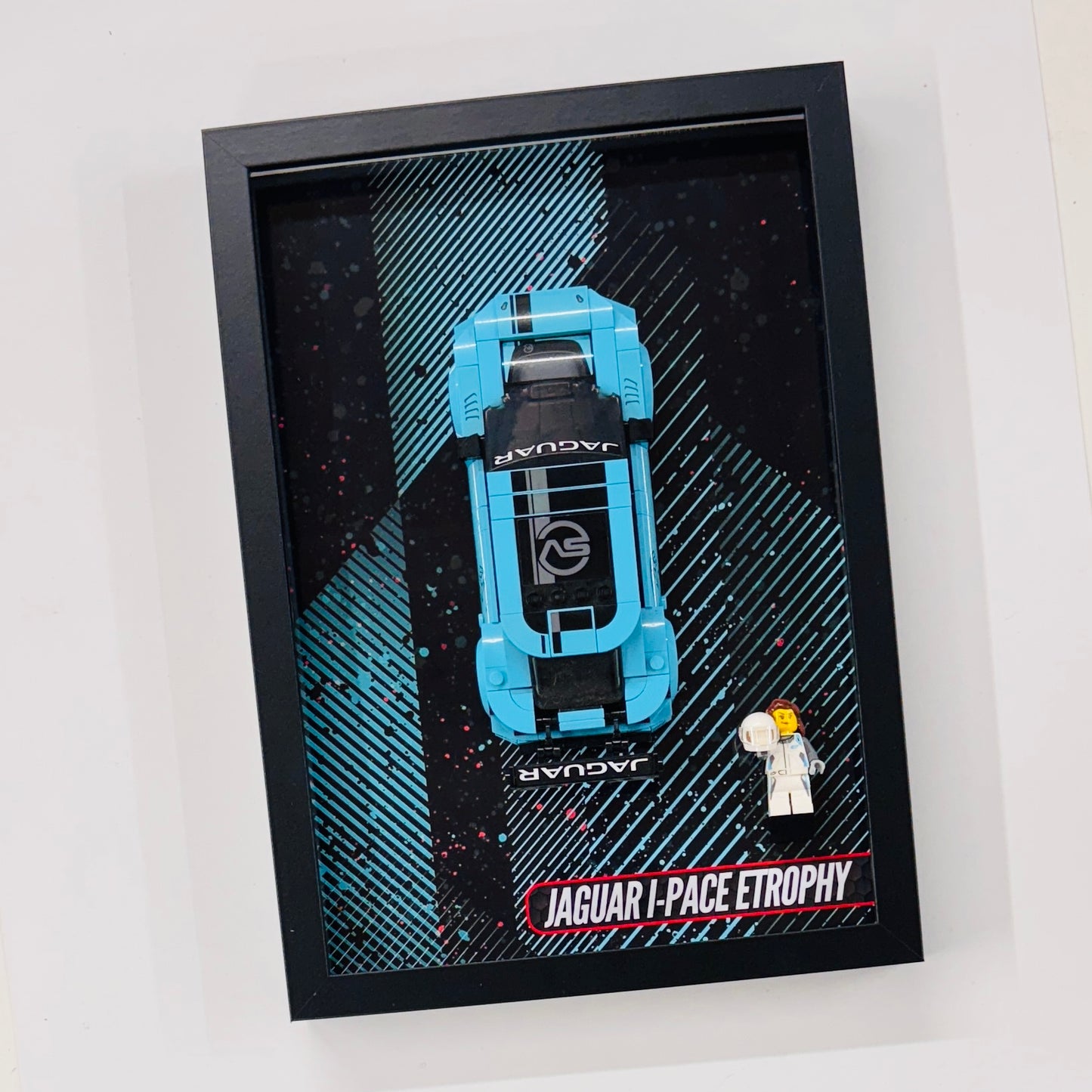 Display Wall Mount Frame for Lego ® Speed Champions Jaguar I-Pace Etrophy