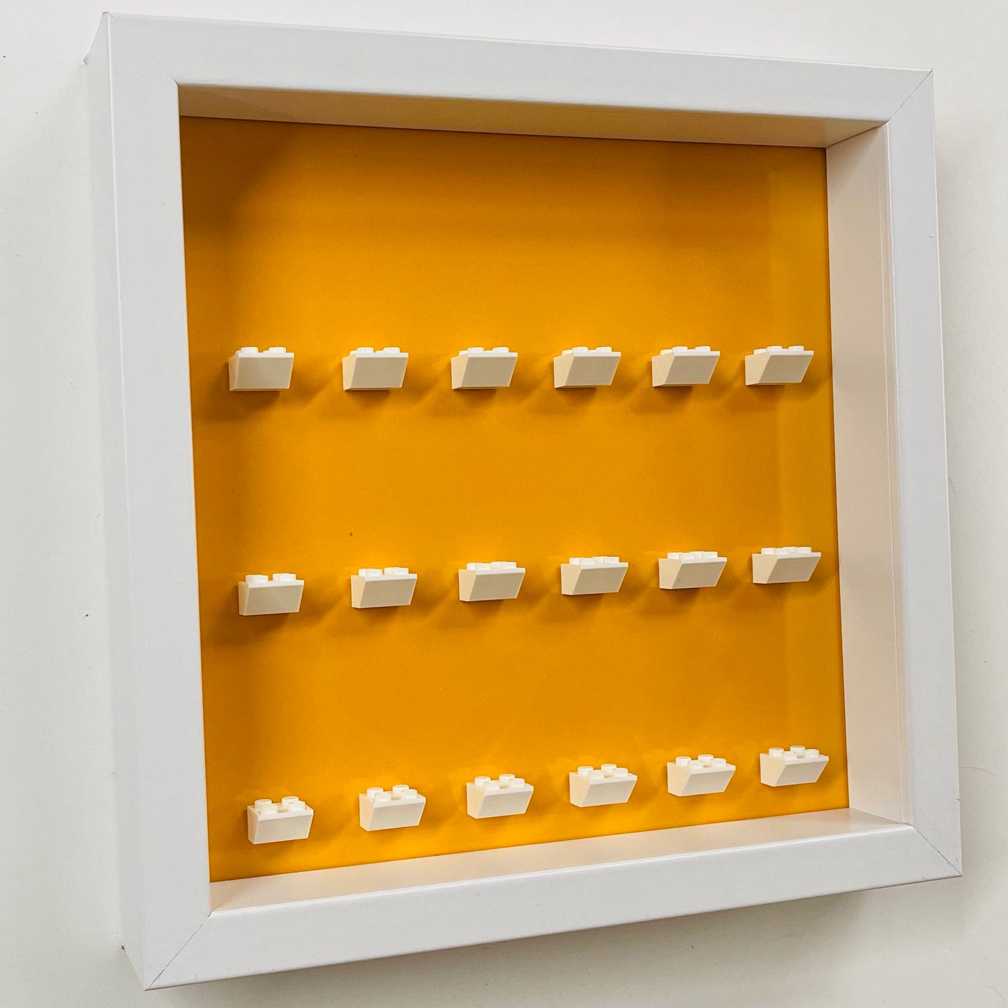 Display frame case for Lego General Minifigures 25CM No Figures Coloured backgrounds Light Orange