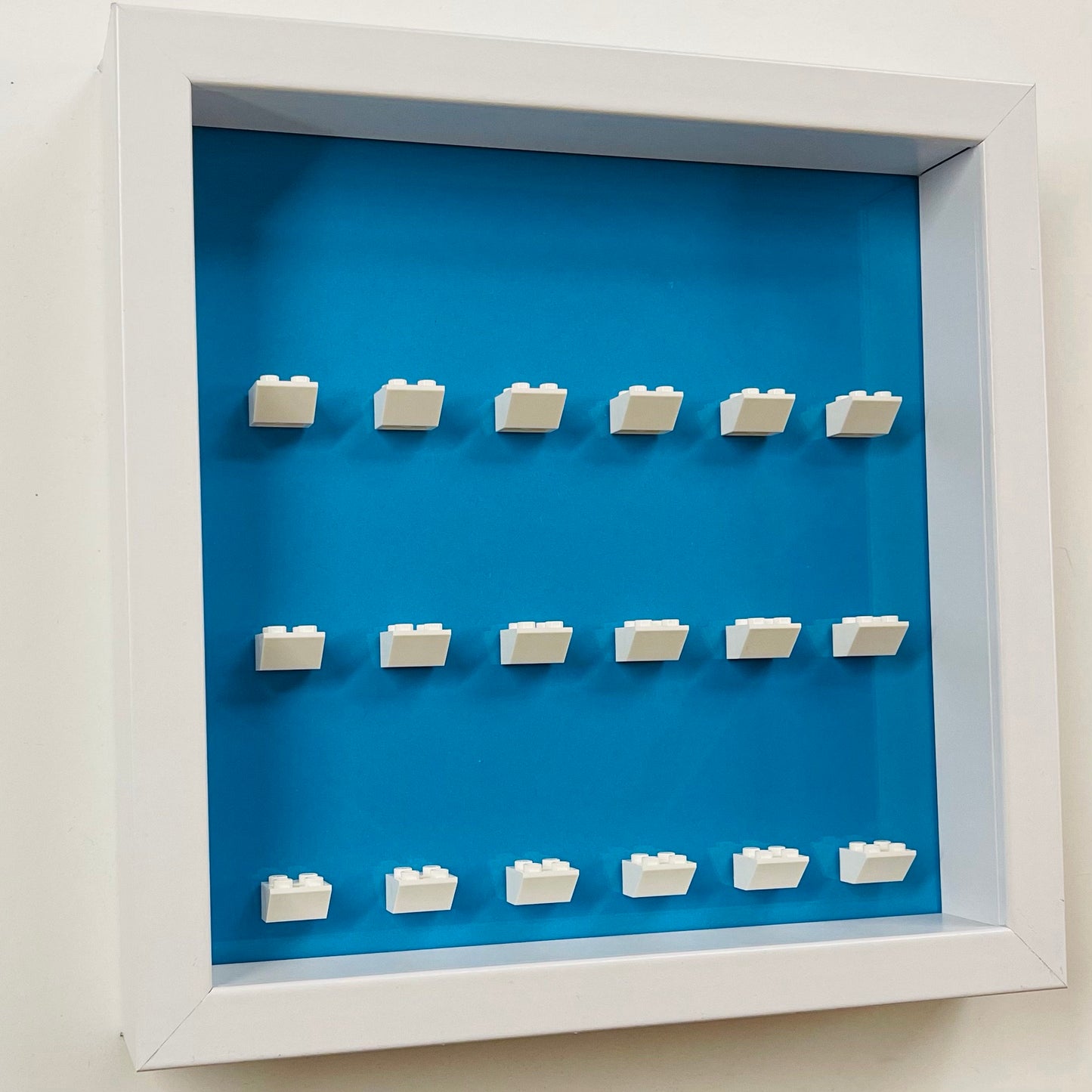 Display frame case for Lego General Minifigures 25CM No Figures Coloured backgrounds Mid Blue