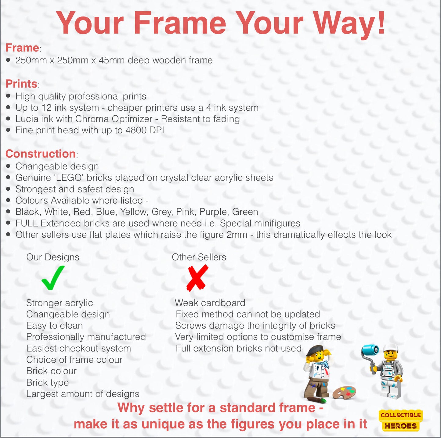 Display Frame case for Lego ® DC Comics minifigures general figures 27cm