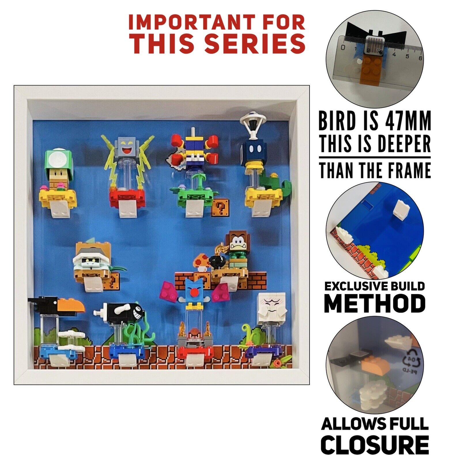 Display Frame Case for Lego ® Super Mario Series 3 minifigures figure 71394 27cm