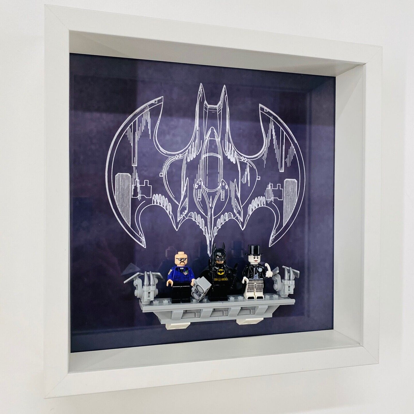 Display case Frame for Lego ® 1989 Batwing Batman minifigures 76161 27cm