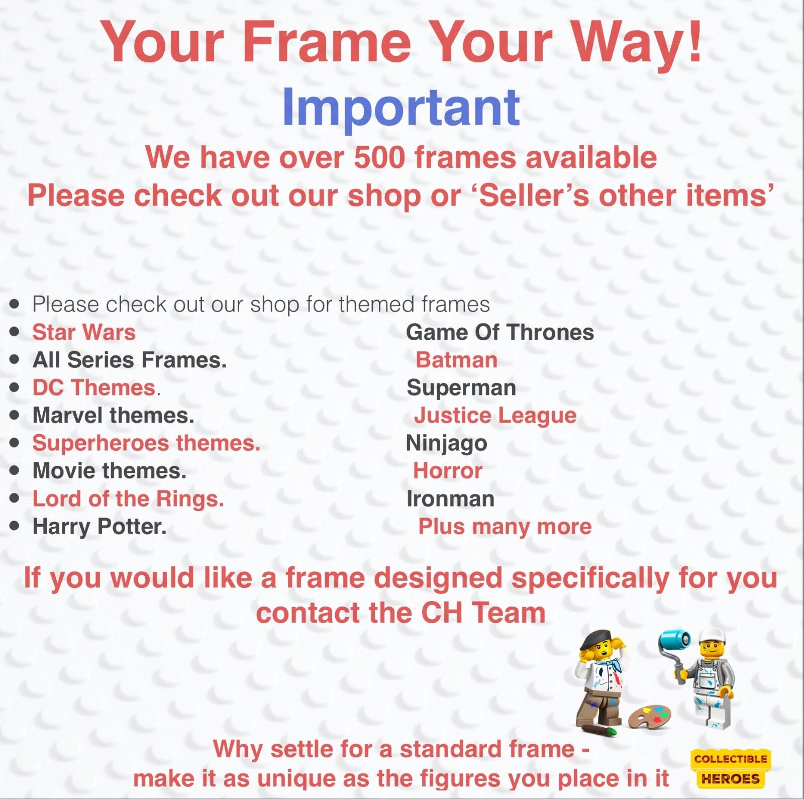 Display Case Frame for Lego ® Jurassic world Park minifigures 27cm