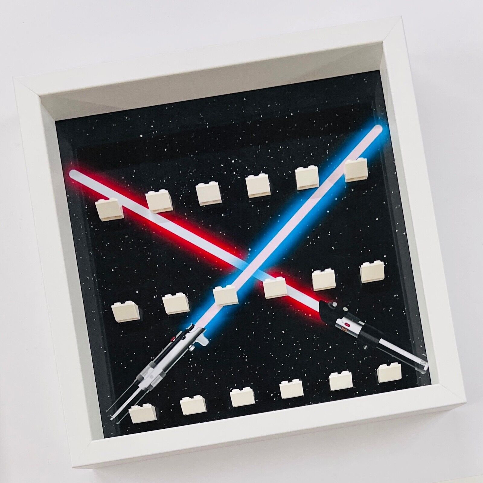 Display Frame case for Lego ® Star Wars minifigures lightsabers figures 27cm