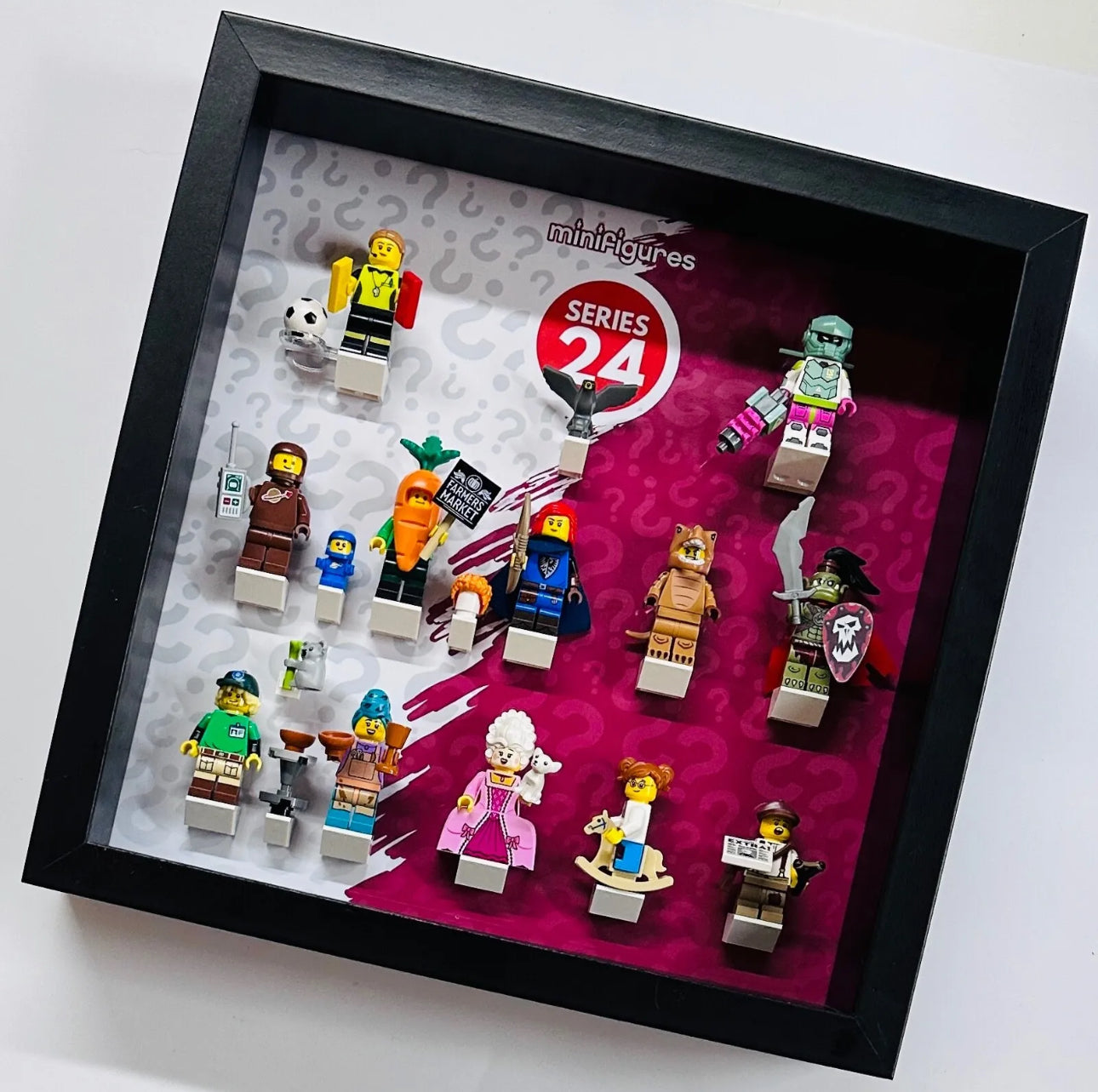 Black lego minifigure display frame 