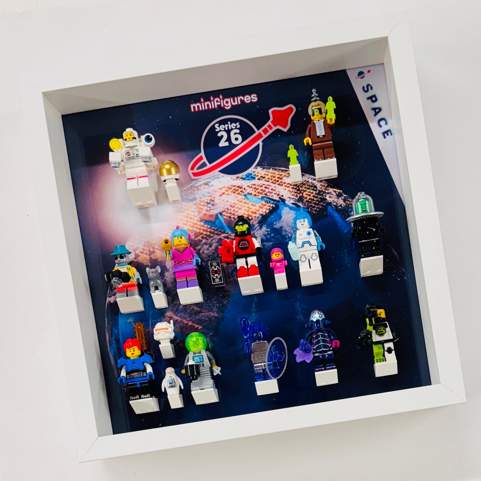 Minifigure display frame for Lego space series 26 minifigures 