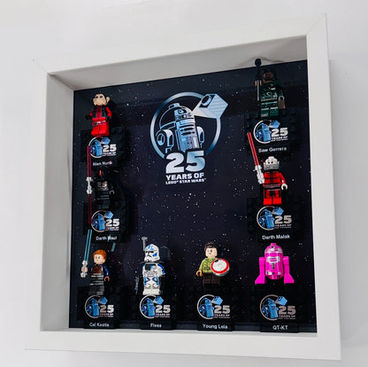 Display case Frame For Lego 25th Anniversary Star Wars Minifigures 27CM 8 fig