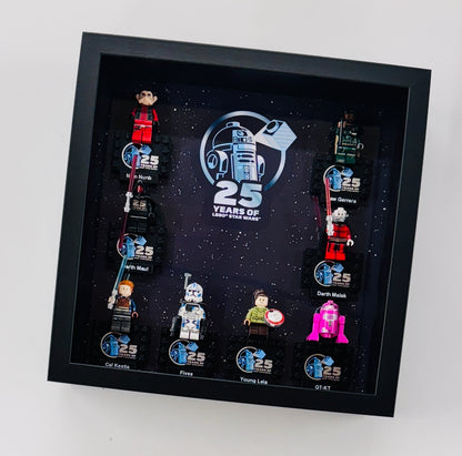Display case Frame For Lego 25th Anniversary Star Wars Minifigures 27CM 8 fig
