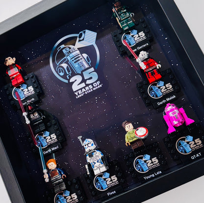 Display case Frame For Lego 25th Anniversary Star Wars Minifigures 27CM 8 fig