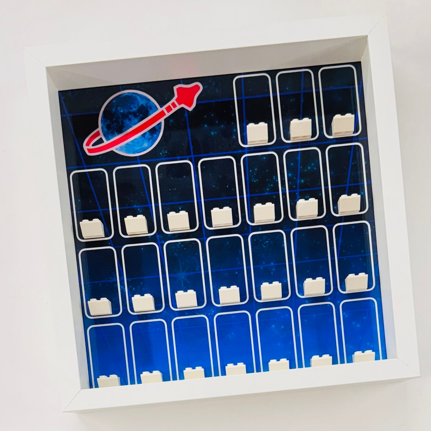 Display Frame Case For Lego Classic Space Minifigures 27CM dark logo