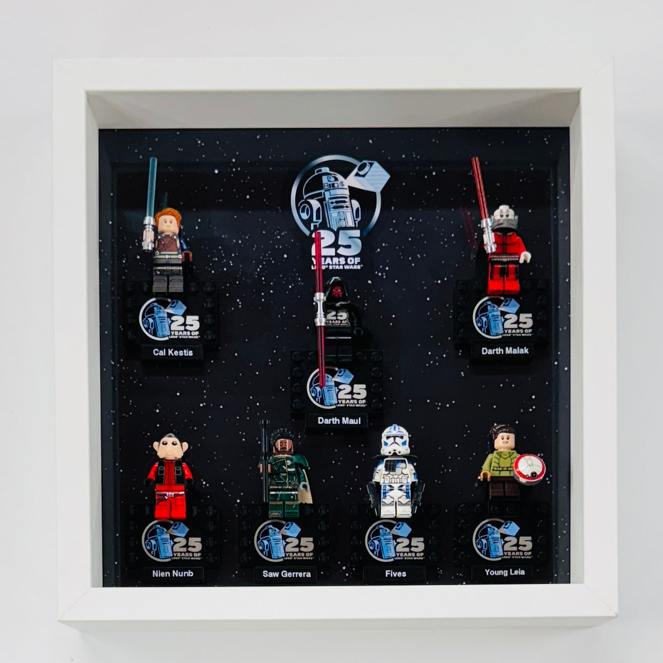 Display case Frame For Lego 25th Anniversary Star Wars Minifigures 27CM 7 figs