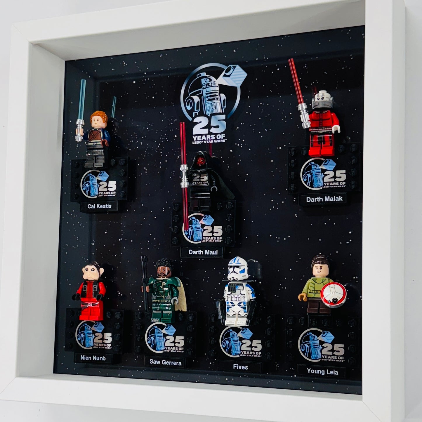 Display case Frame For Lego 25th Anniversary Star Wars Minifigures 27CM 7 figs