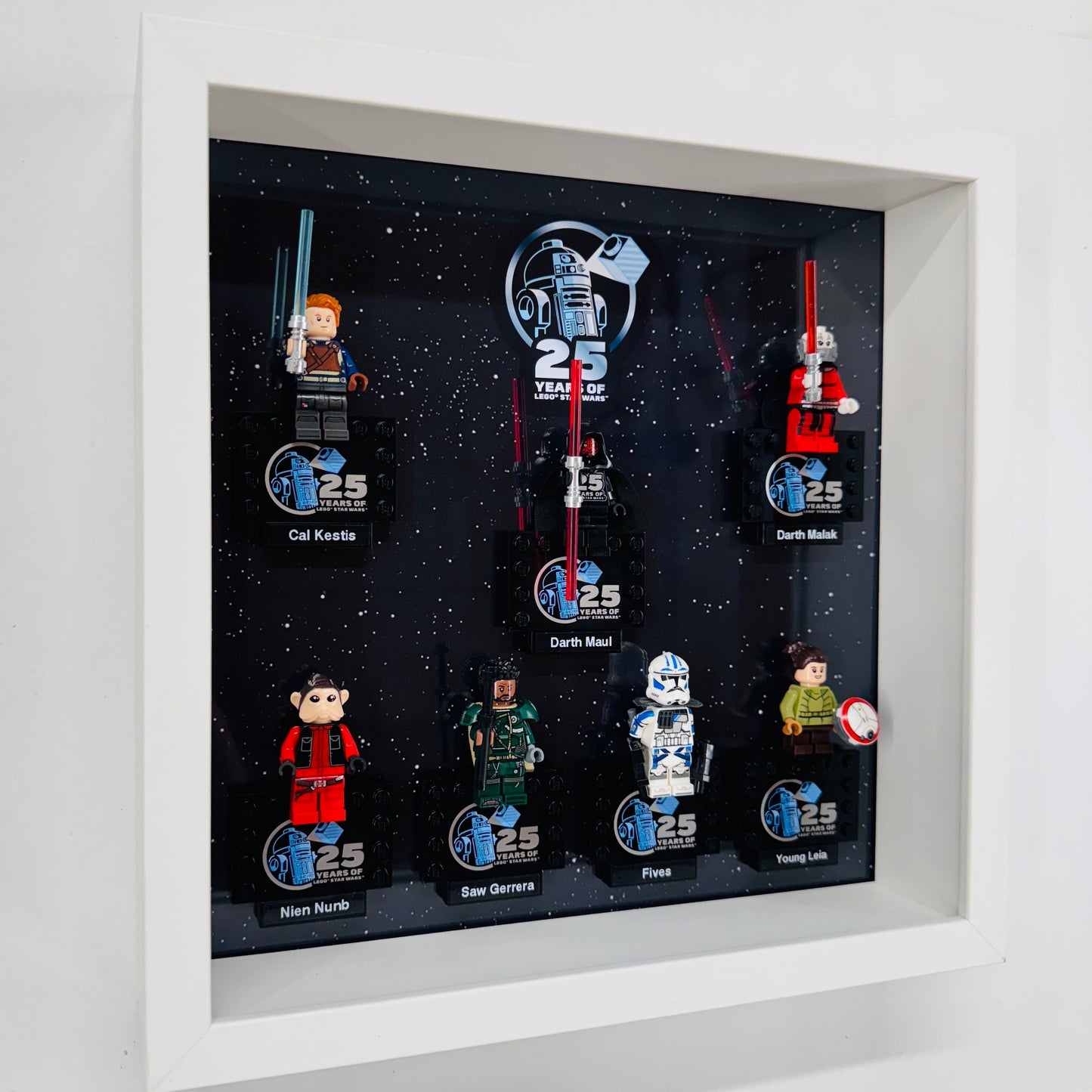 Display case Frame For Lego 25th Anniversary Star Wars Minifigures 27CM 7 figs