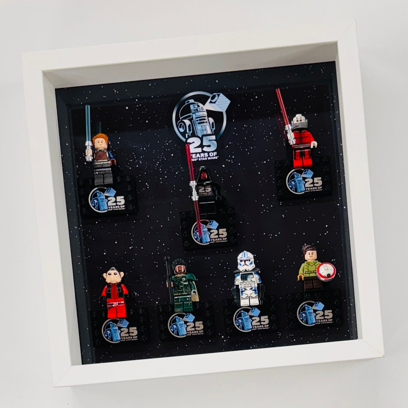 Display case Frame For Lego 25th Anniversary Star Wars Minifigures 27CM 7 figs