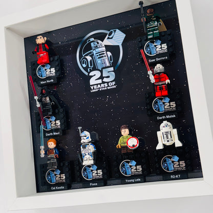 Display case Frame For Lego 25th Anniversary Star Wars Minifigures 27CM 8 fig