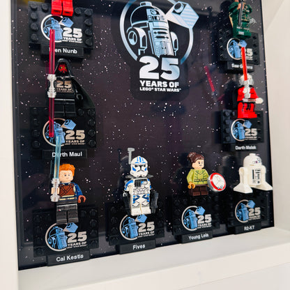 Display case Frame For Lego 25th Anniversary Star Wars Minifigures 27CM 8 fig