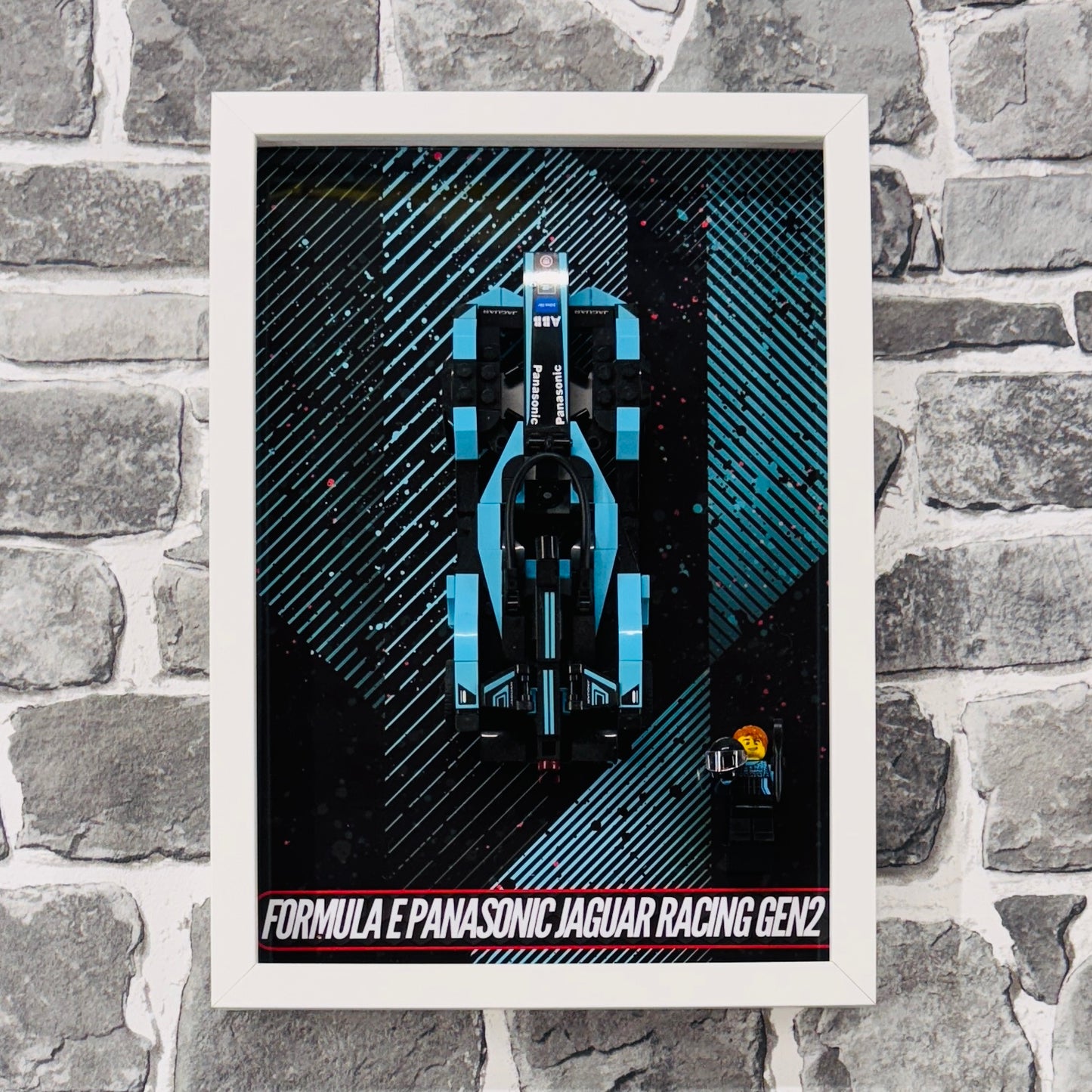 Display Wall Mount Frame for Lego ® Speed Champions Formula E Panasonic Jaguar Racing gen2