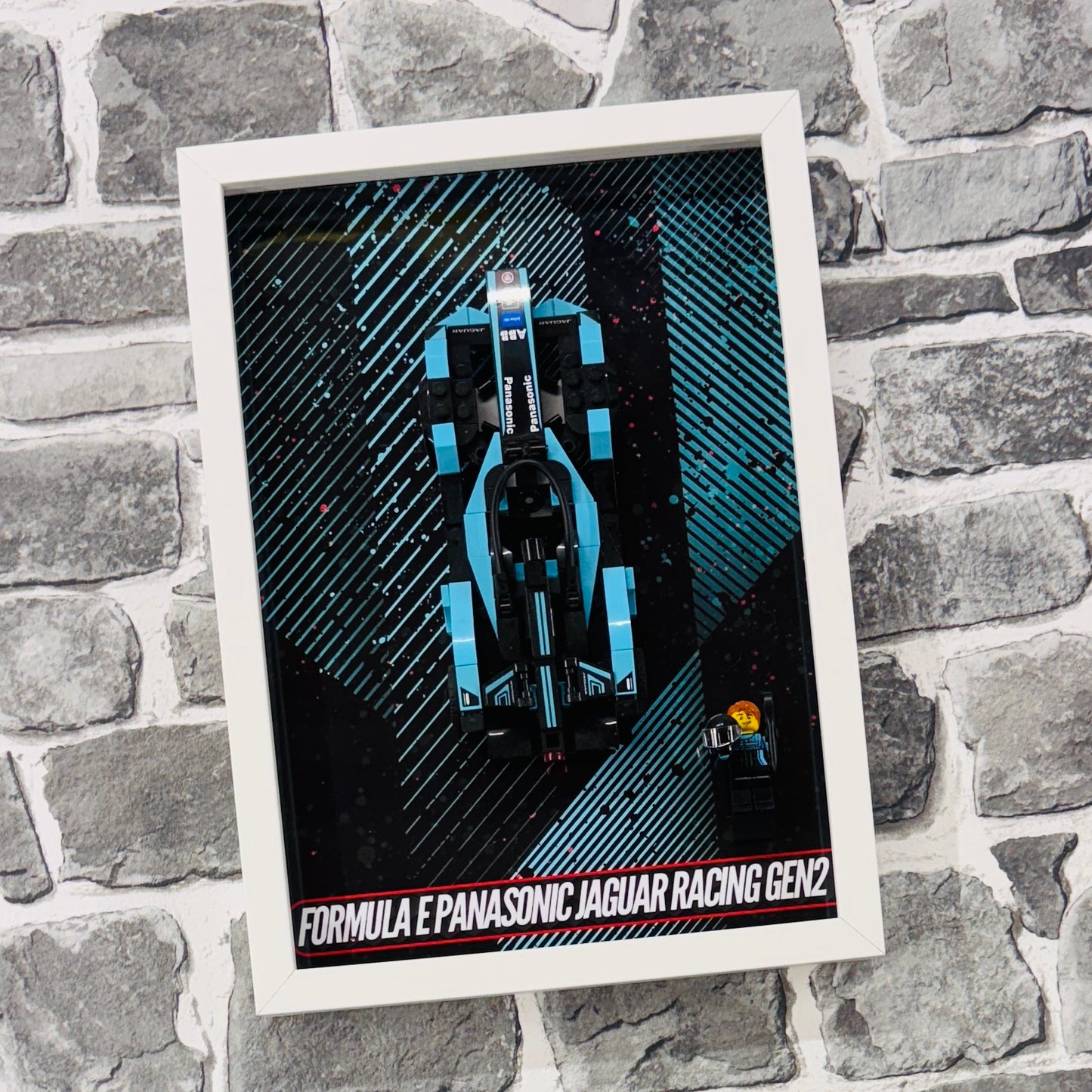 Display Wall Mount Frame for Lego ® Speed Champions Formula E Panasonic Jaguar Racing gen2