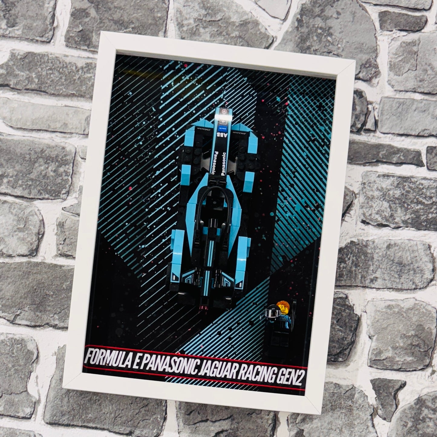 Display Wall Mount Frame for Lego ® Speed Champions Formula E Panasonic Jaguar Racing gen2