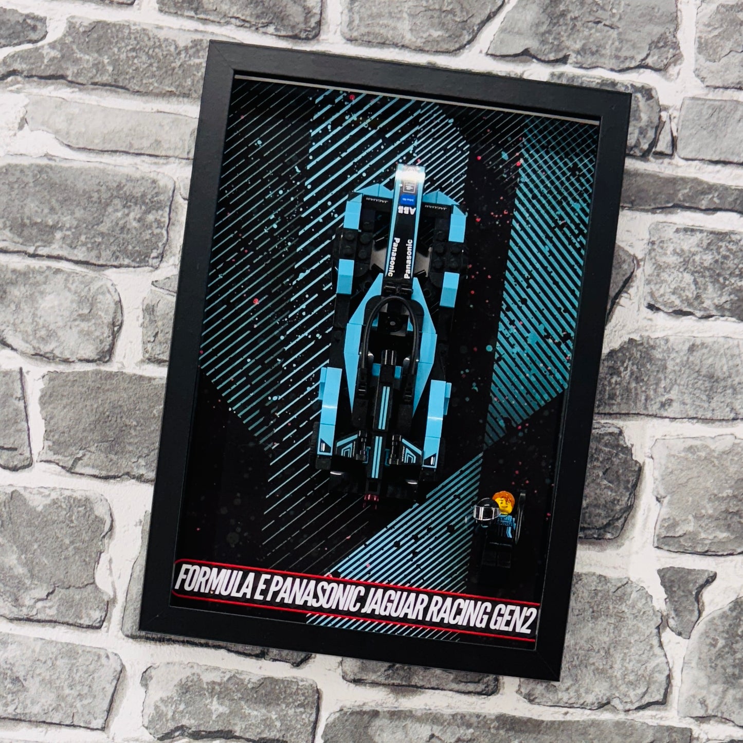 Display Wall Mount Frame for Lego ® Speed Champions Formula E Panasonic Jaguar Racing gen2