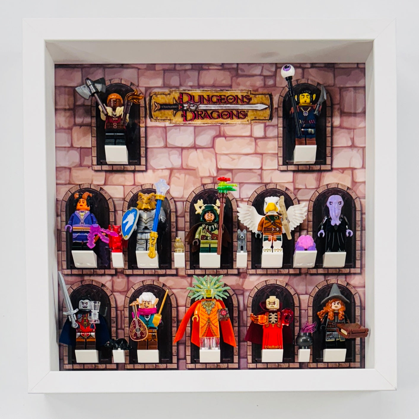 Dungeons and Dragons lego minifigures display frame 