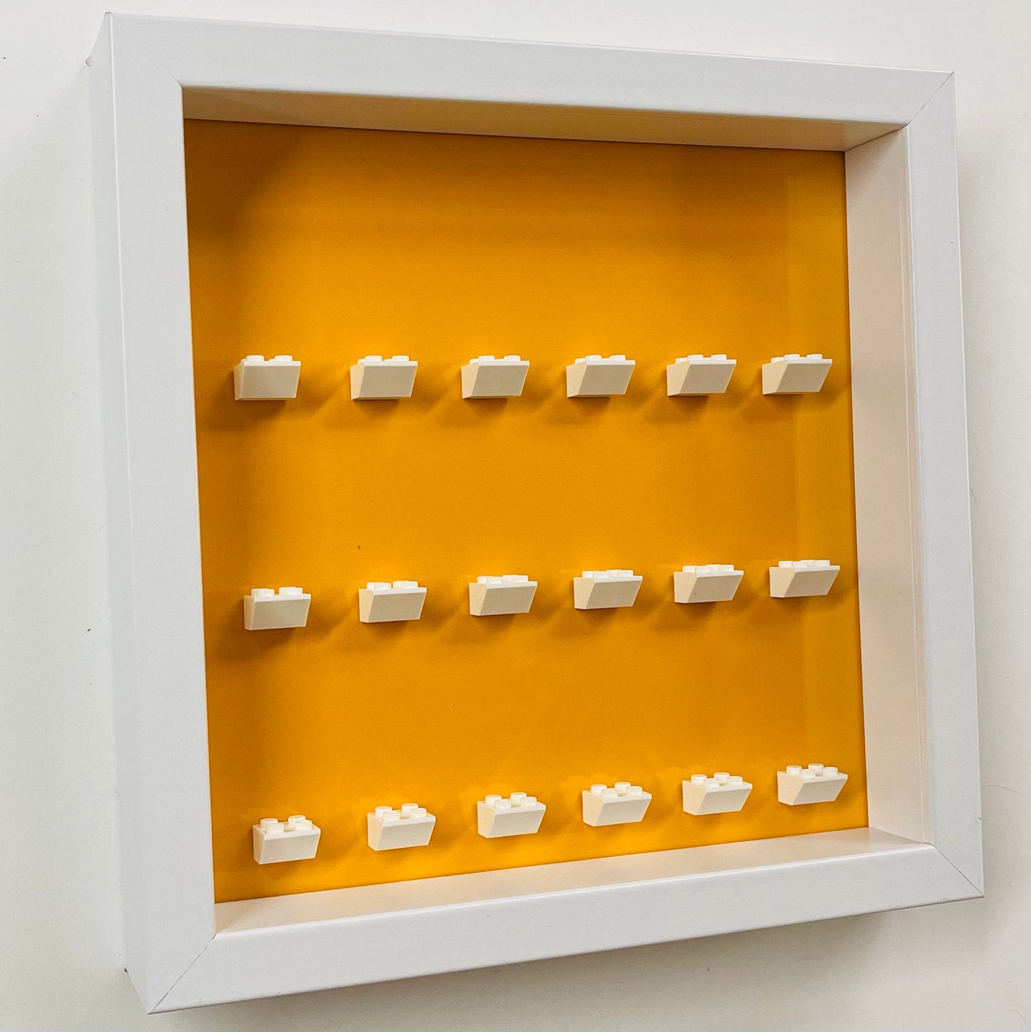 Display frame case for Lego General  Minifigures 25CM No Figures Coloured backgrounds Light Orange