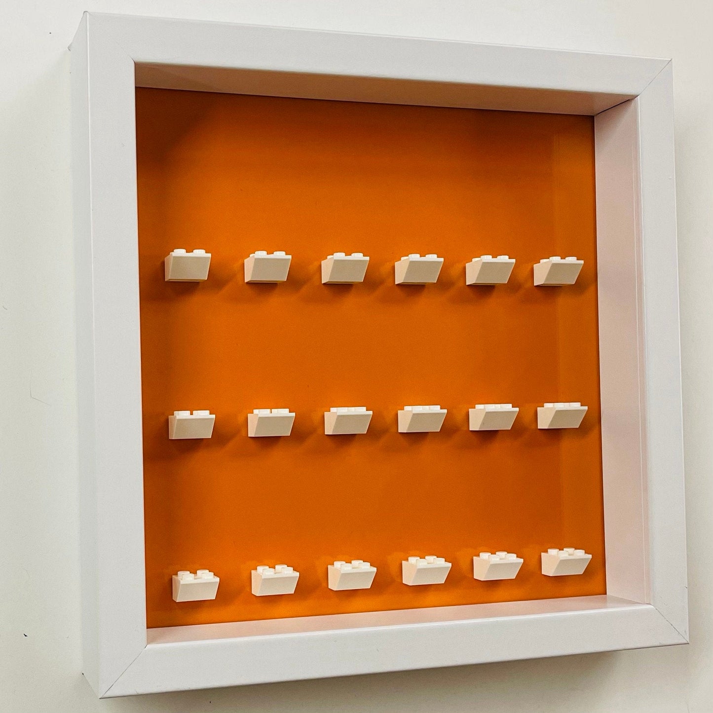 Display frame case for Lego General  Minifigures 25CM No Figures Coloured backgrounds Orange