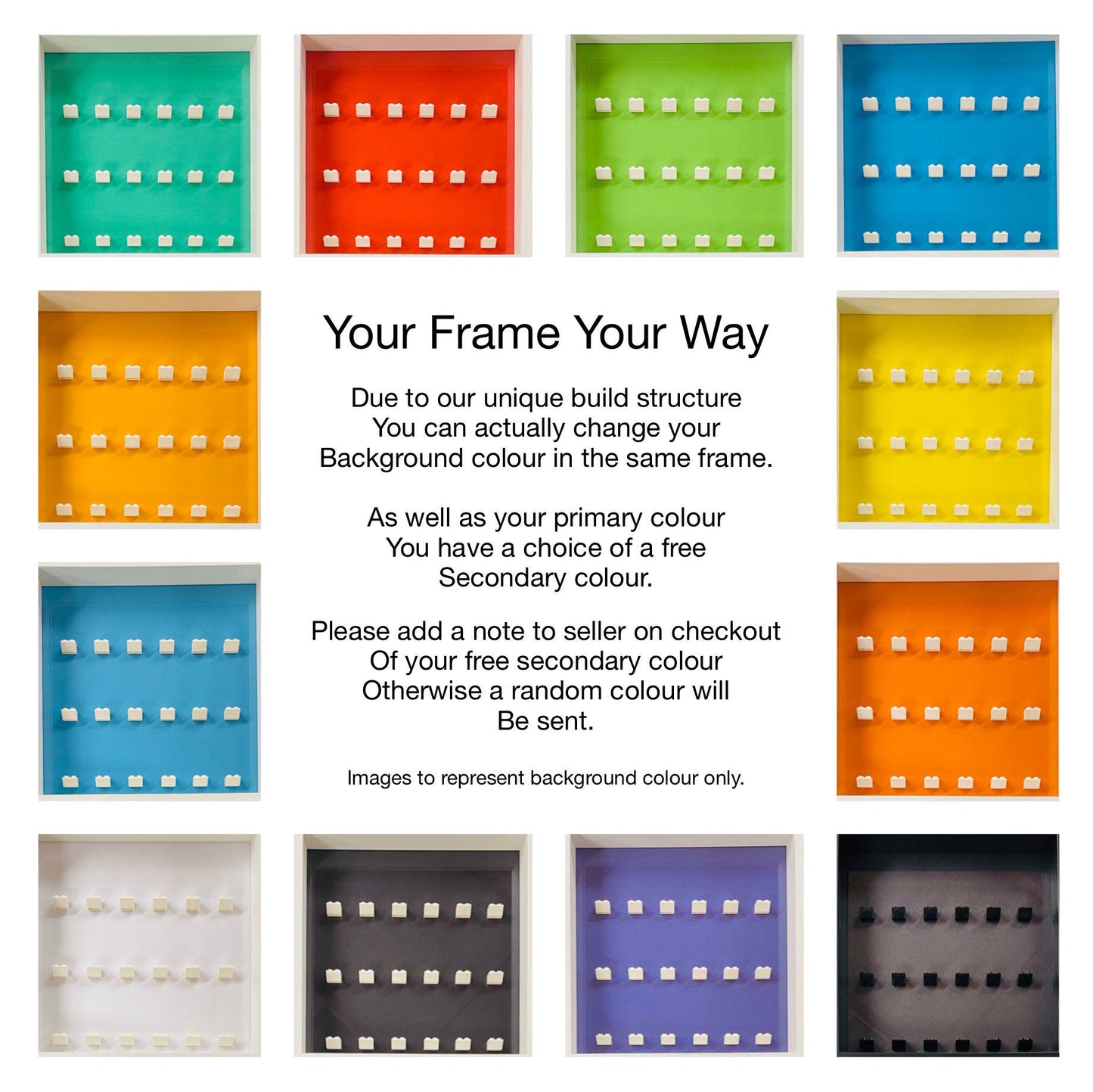 Display frame case for Lego General  Minifigures 25CM No Figures Coloured backgrounds Light Blue